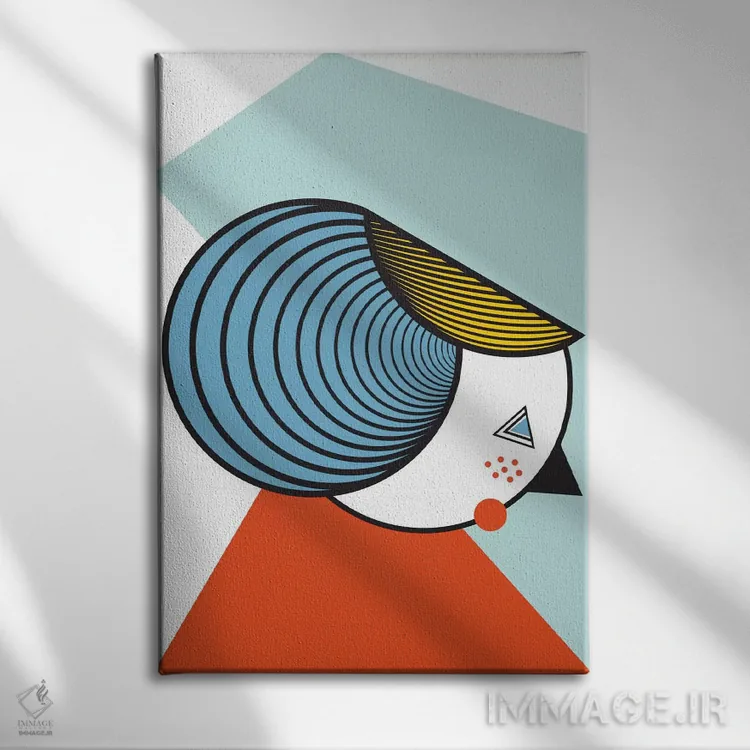 تابلو مدرن "خانم هندسی" اثر فلت اول - نمای روبهرو روی دیوار