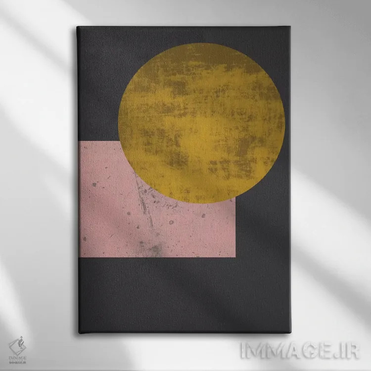 تابلو مینیمال "ماه طلایی" اثر فلت اول - نمای روبهرو روی دیوار