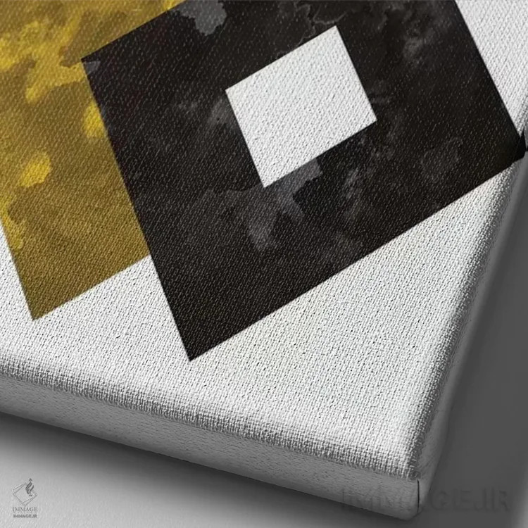 تابلو مینیمال "آبرنگ هندسی" اثر فلت اول - نمای نزدیک بافت بوم