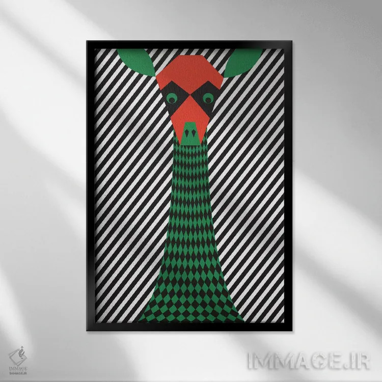 تابلو مدرن "زرافه" اثر فلت اول - نمای قابدار مشکی