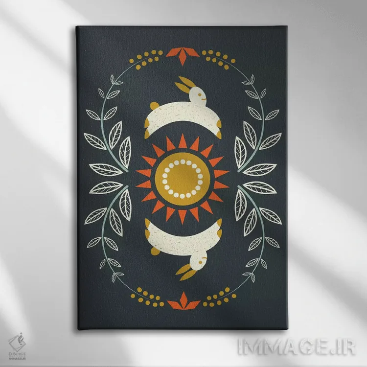 تابلو مدرن "خرگوش های شاد" اثر فلت اول - نمای روبهرو روی دیوار