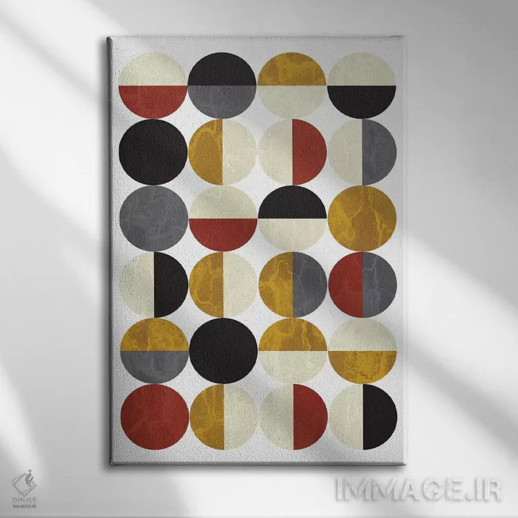 تابلو انتزاعی "نیم دایره ها" اثر فلت اول - نمای روبهرو روی دیوار