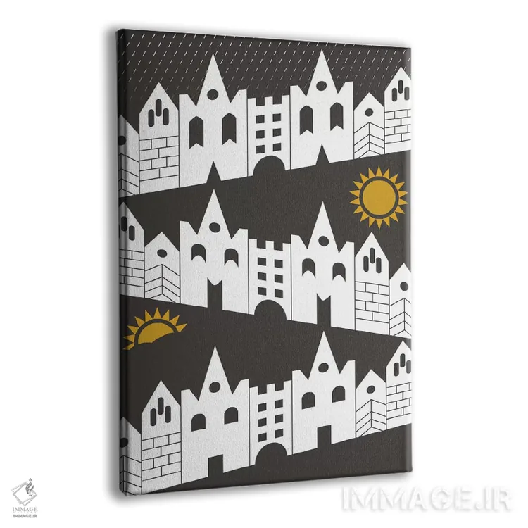 تابلو مدرن "خانه های شاد" اثر فلت اول - نمای پرسپکتیو محصول