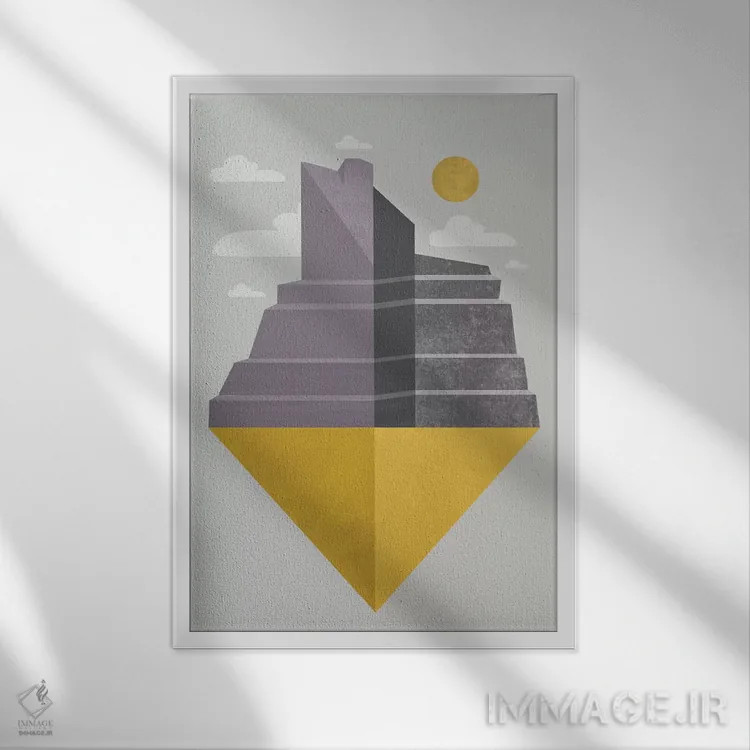 تابلو انتزاعی "گرند کنیون " اثر فلت اول - نمای قابدار سفید