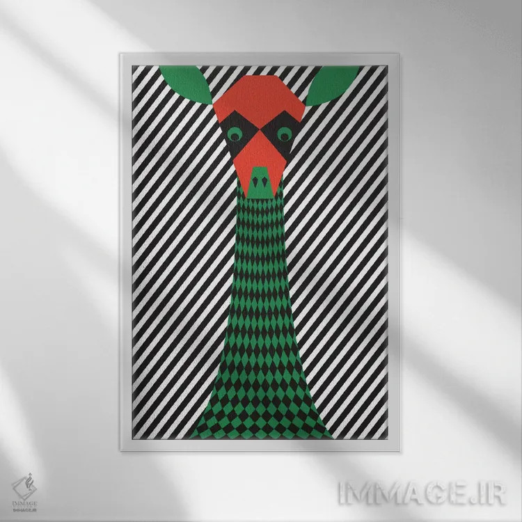 تابلو مدرن "زرافه" اثر فلت اول - نمای قابدار سفید