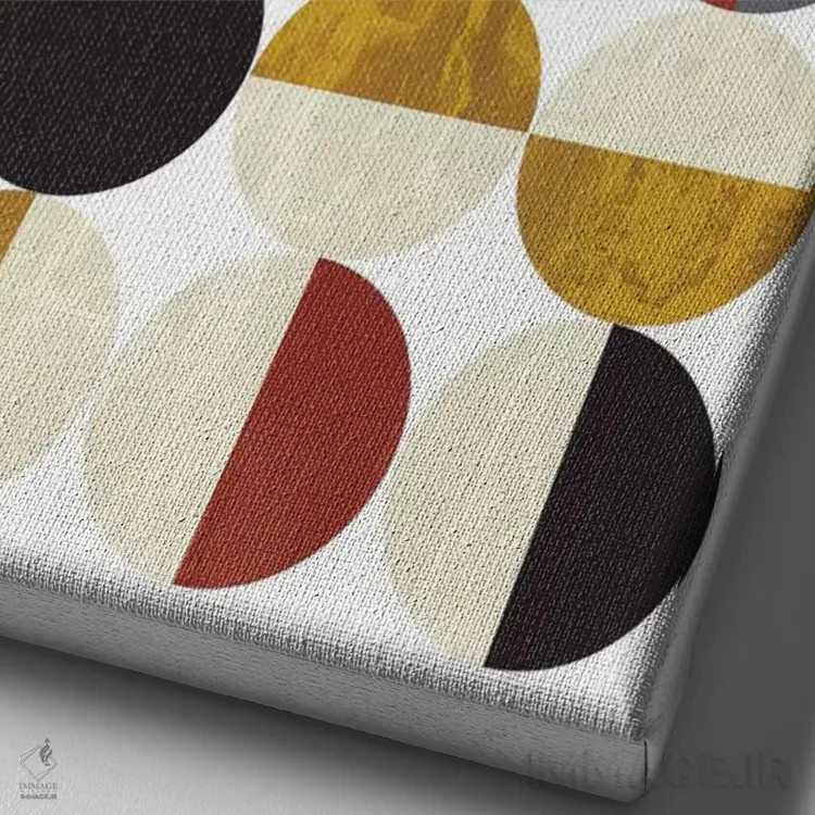 تابلو انتزاعی "نیم دایره ها" اثر فلت اول - نمای نزدیک بافت بوم