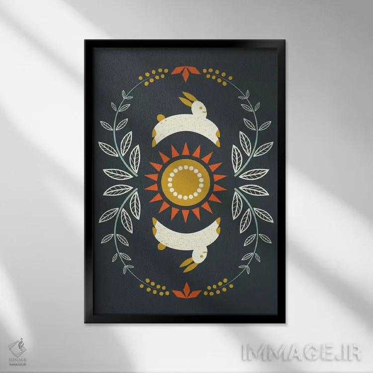 تابلو مدرن "خرگوش های شاد" اثر فلت اول - نمای قابدار مشکی