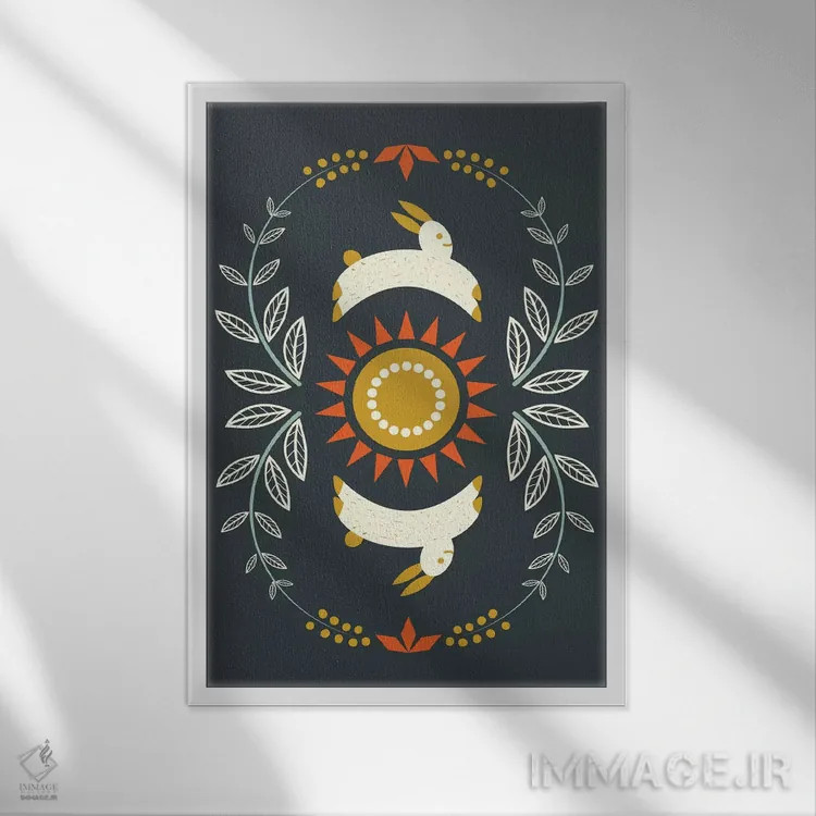 تابلو مدرن "خرگوش های شاد" اثر فلت اول - نمای قابدار سفید