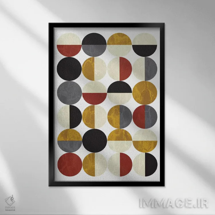 تابلو انتزاعی "نیم دایره ها" اثر فلت اول - نمای قابدار مشکی