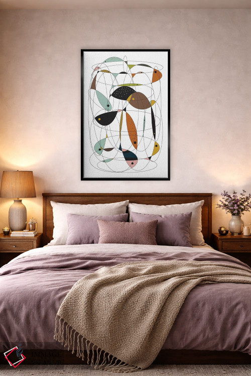 تابلو مینیمال "تور ماهی گیری" اثر فلت اول - D5B