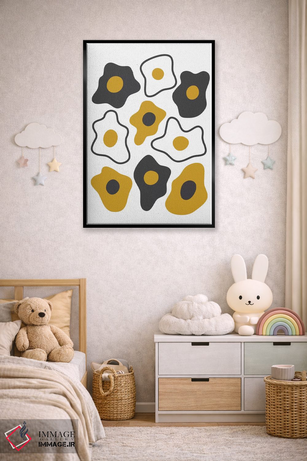 تابلو مینیمال "تخم مرغ سرخ شده" اثر فلت اول - D6B