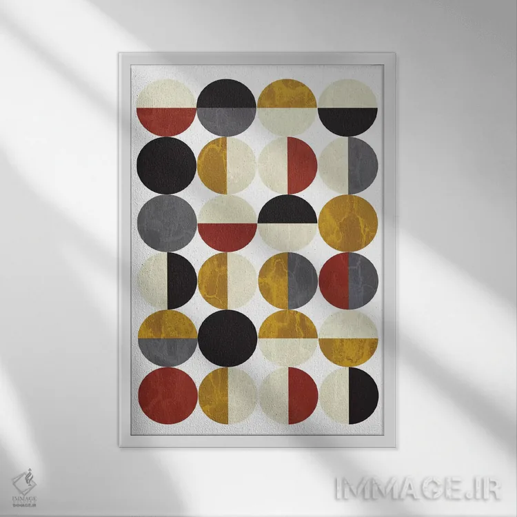 تابلو انتزاعی "نیم دایره ها" اثر فلت اول - نمای قابدار سفید