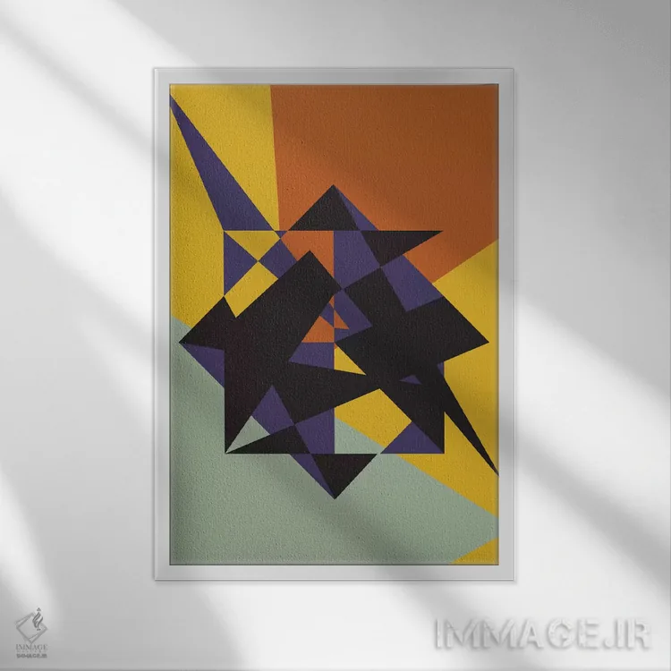 تابلو انتزاعی "سخت گیرانه" اثر فلت اول - نمای قابدار سفید