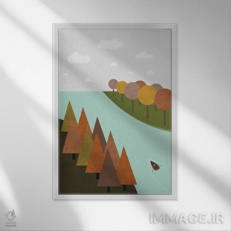 تابلو مدرن "پاییز" اثر فلت اول - نمای قابدار سفید