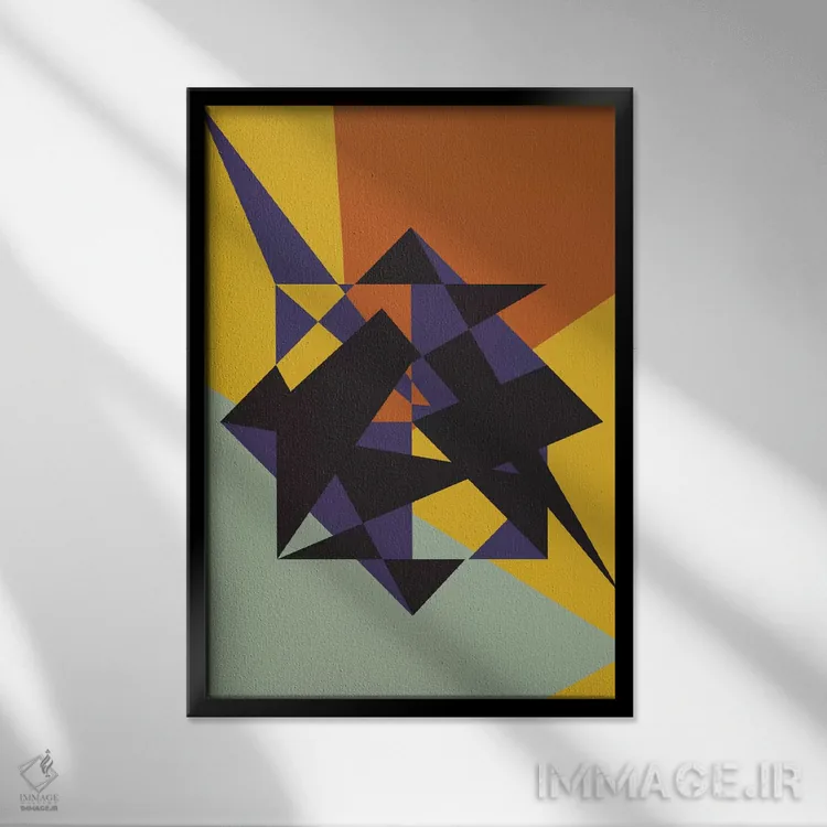 تابلو انتزاعی "سخت گیرانه" اثر فلت اول - نمای قابدار مشکی