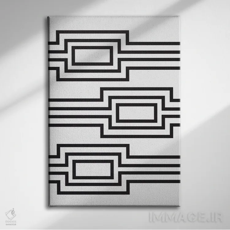 تابلو مینیمال "خطوط افقی" اثر فلت اول - نمای روبهرو روی دیوار