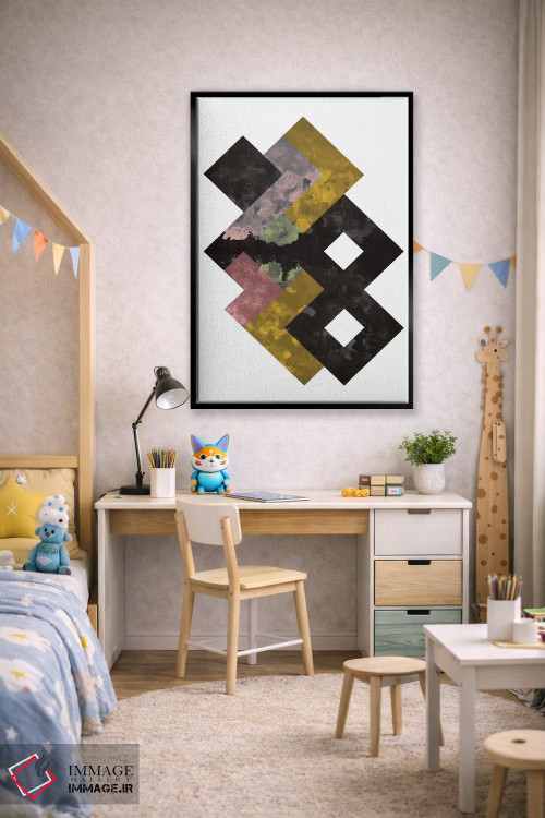 تابلو مینیمال "آبرنگ هندسی" اثر فلت اول - D2B