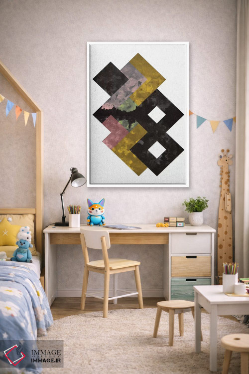 تابلو مینیمال "آبرنگ هندسی" اثر فلت اول - D1W