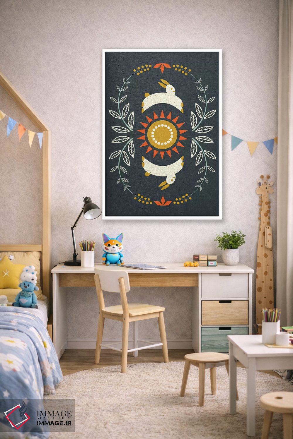 تابلو مدرن "خرگوش های شاد" اثر فلت اول - D1W