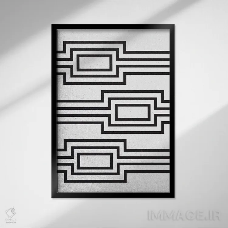 تابلو مینیمال "خطوط افقی" اثر فلت اول - نمای قابدار مشکی