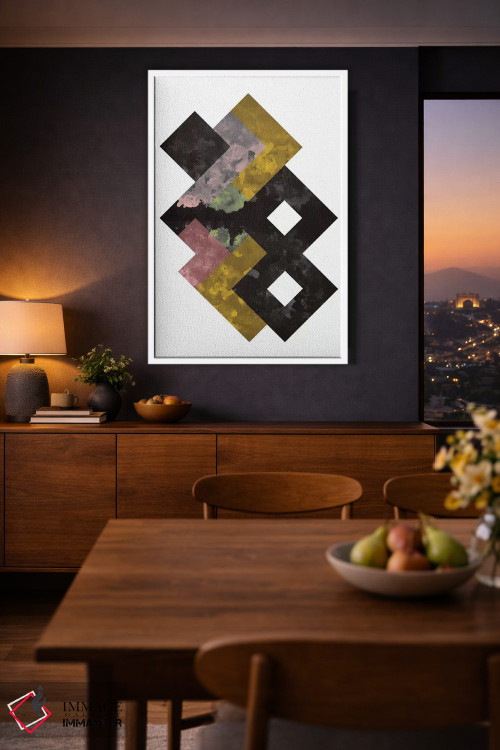 تابلو مینیمال "آبرنگ هندسی" اثر فلت اول - D3W