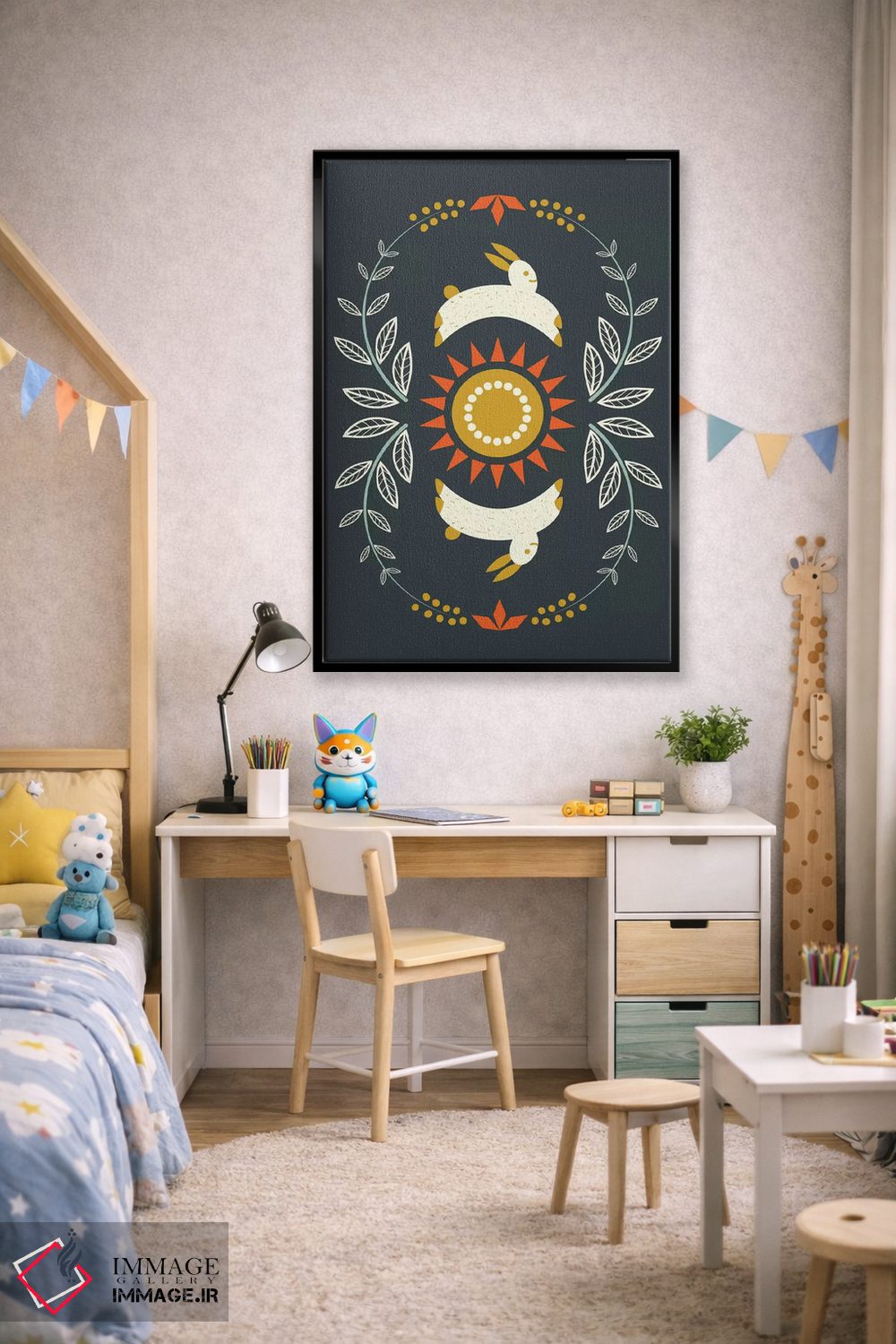 تابلو مدرن "خرگوش های شاد" اثر فلت اول - D3B