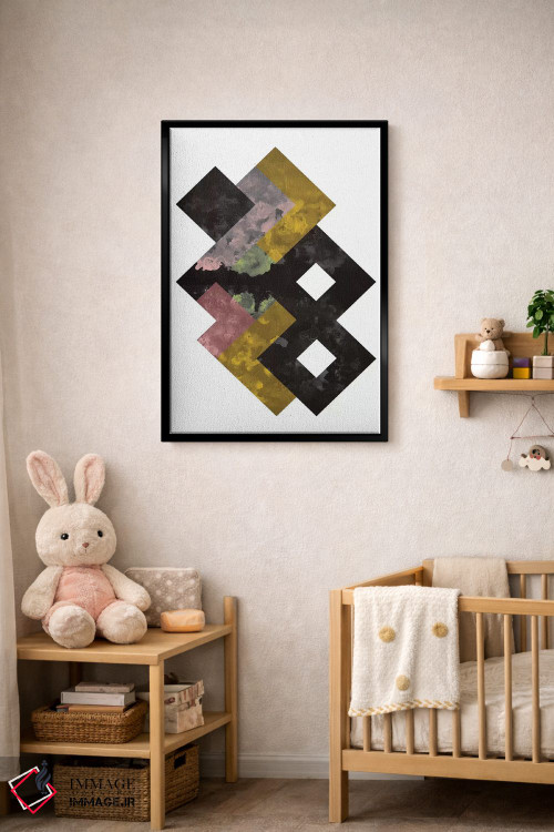 تابلو مینیمال "آبرنگ هندسی" اثر فلت اول - D5B