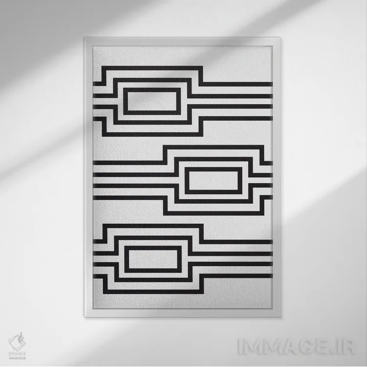 تابلو مینیمال "خطوط افقی" اثر فلت اول - نمای قابدار سفید