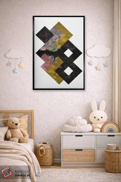 تابلو مینیمال "آبرنگ هندسی" اثر فلت اول - D6B