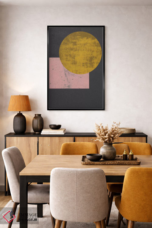 تابلو مینیمال "ماه طلایی" اثر فلت اول - D6B