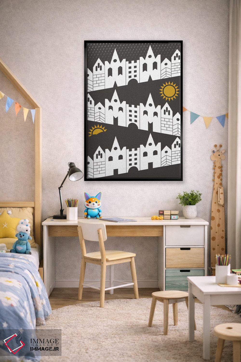 تابلو مدرن "خانه های شاد" اثر فلت اول - D2B
