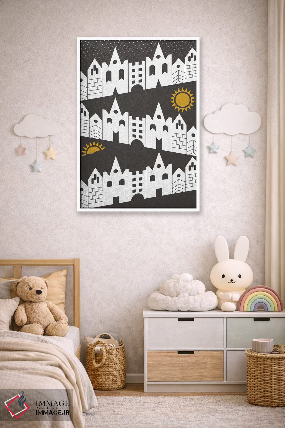 تابلو مدرن "خانه های شاد" اثر فلت اول - D3W