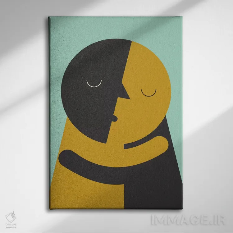تابلو مدرن "بوسه" اثر فلت اول - نمای روبهرو روی دیوار