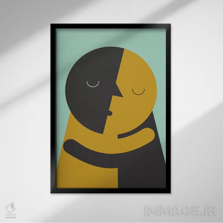 تابلو مدرن "بوسه" اثر فلت اول - نمای قابدار مشکی