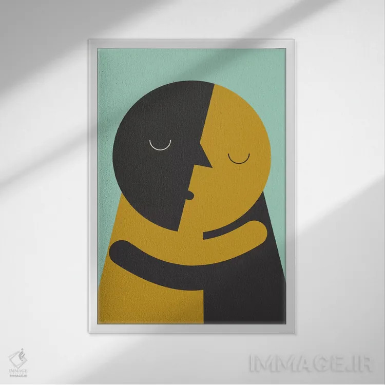تابلو مدرن "بوسه" اثر فلت اول - نمای قابدار سفید