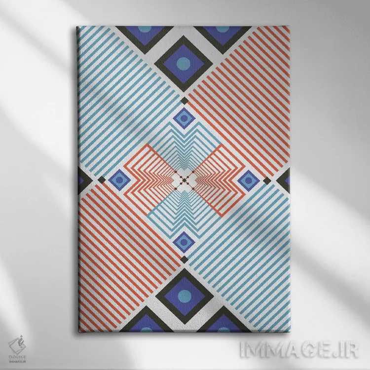 تابلو انتزاعی "چشمک زن و درخشان" اثر فلت اول - نمای روبهرو روی دیوار