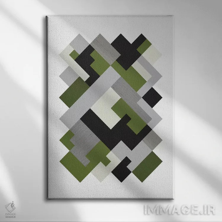 تابلو مینیمال "مستطیل ها اورگ" اثر فلت اول - نمای روبهرو روی دیوار