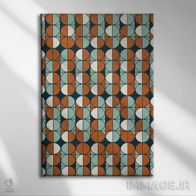 تابلو انتزاعی "الگوی رترو" اثر فلت اول - نمای روبهرو روی دیوار