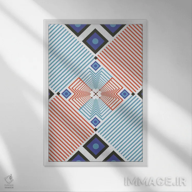 تابلو انتزاعی "چشمک زن و درخشان" اثر فلت اول - نمای قابدار سفید