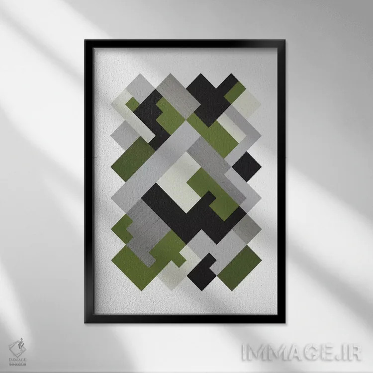 تابلو مینیمال "مستطیل ها اورگ" اثر فلت اول - نمای قابدار مشکی