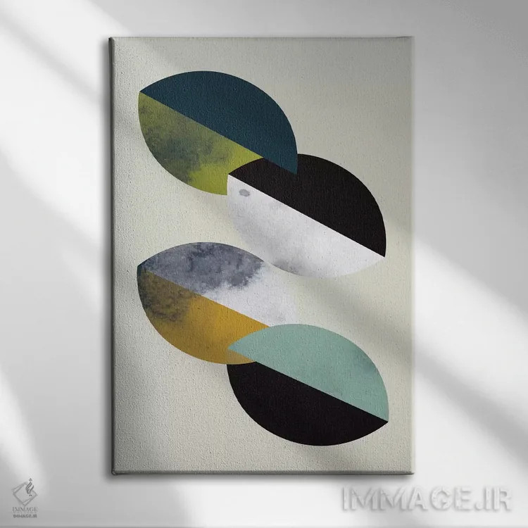 تابلو مینیمال "بشقاب ها" اثر فلت اول - نمای روبهرو روی دیوار