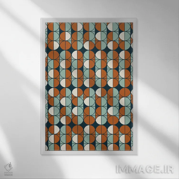 تابلو انتزاعی "الگوی رترو" اثر فلت اول - نمای قابدار سفید