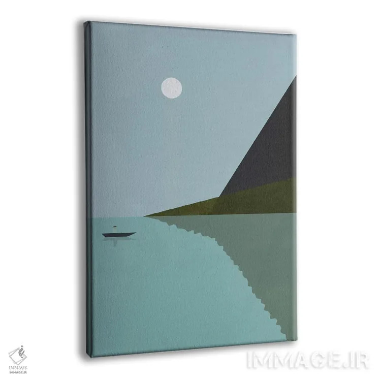 تابلو مدرن "قایقرانی در شب" اثر فلت اول - نمای پرسپکتیو محصول