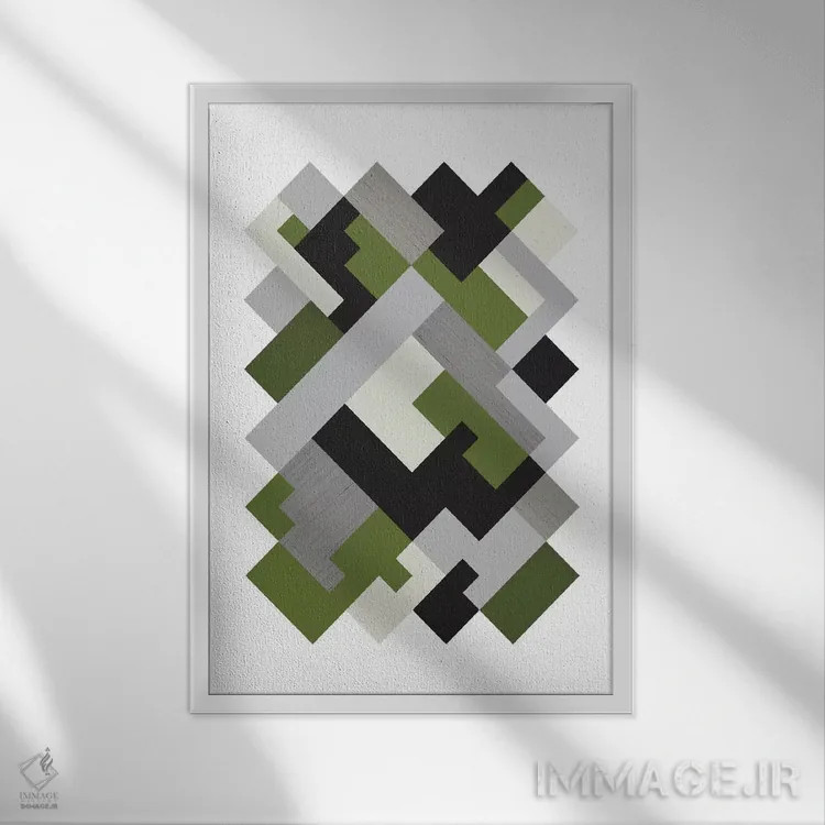 تابلو مینیمال "مستطیل ها اورگ" اثر فلت اول - نمای قابدار سفید