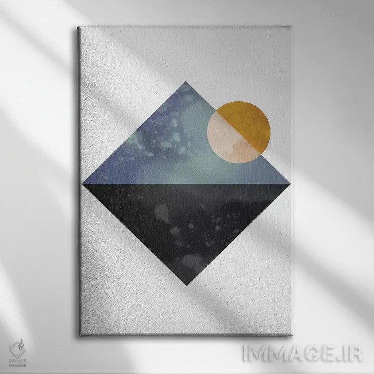تابلو مینیمال "دریا و خورشید" اثر فلت اول - نمای روبهرو روی دیوار