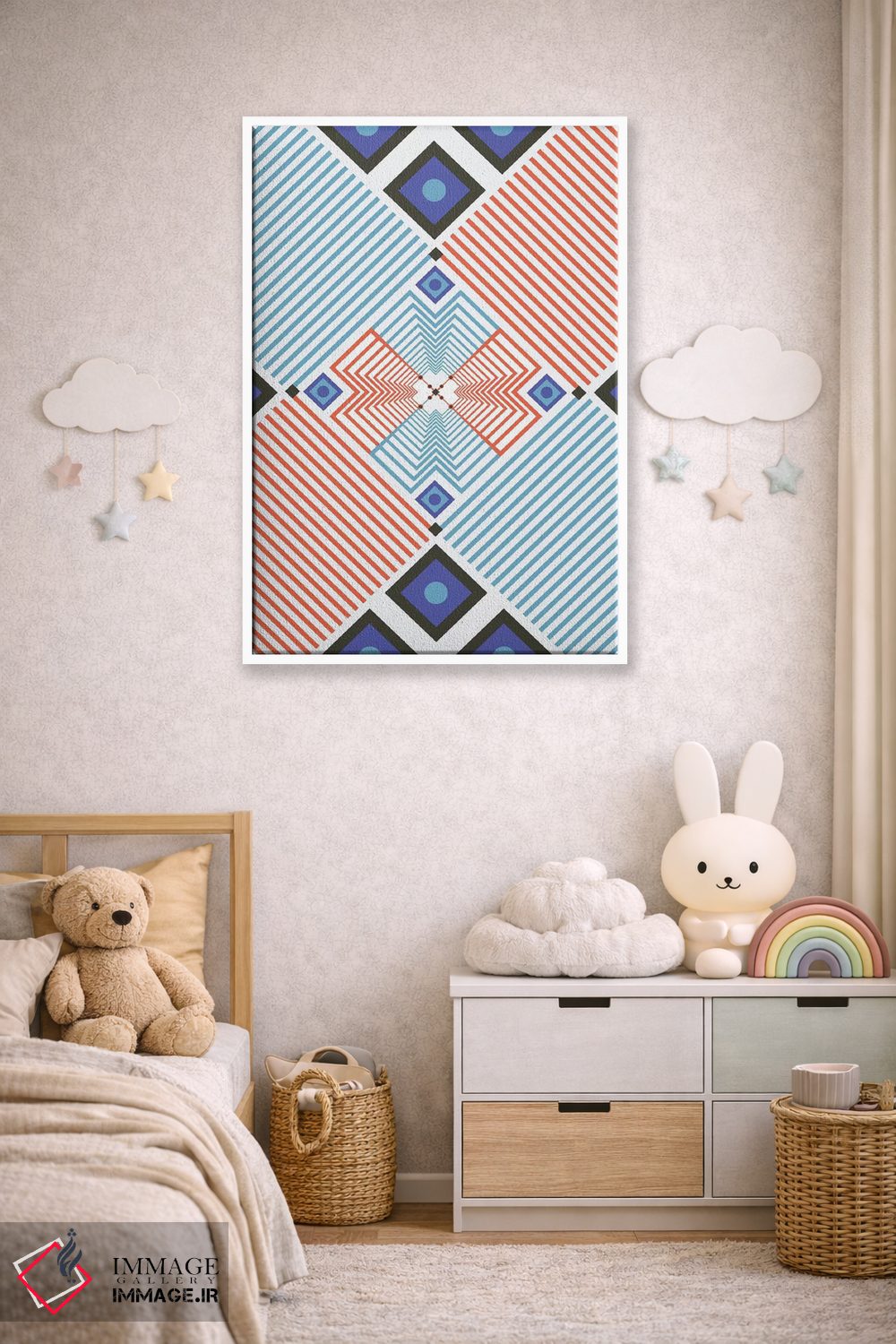 تابلو انتزاعی "چشمک زن و درخشان" اثر فلت اول - D3W