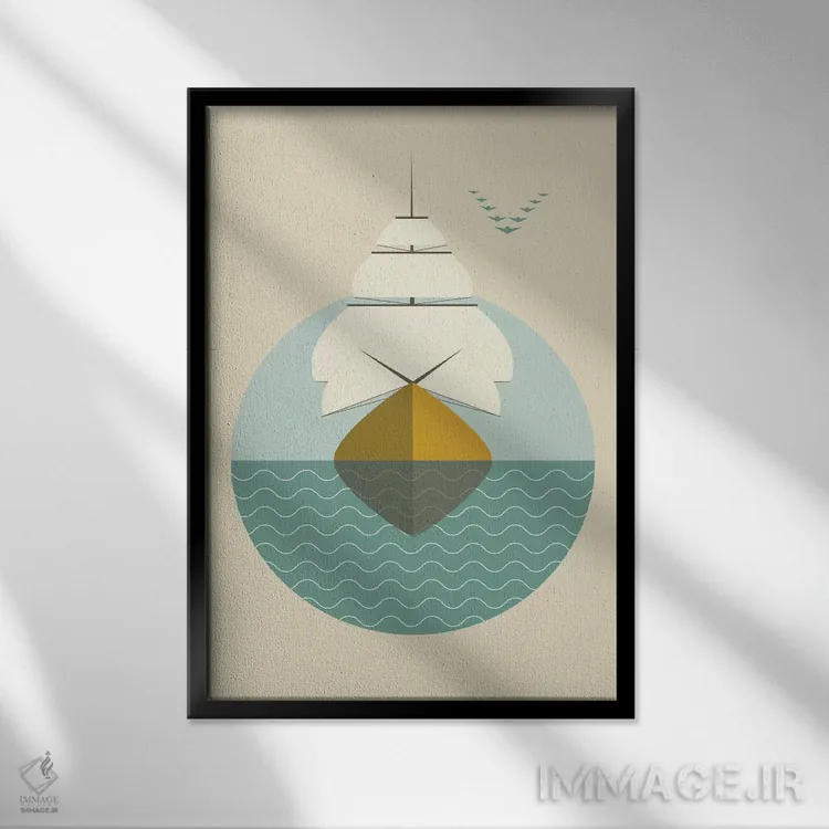 تابلو مینیمال "کشتی" اثر فلت اول - نمای قابدار مشکی