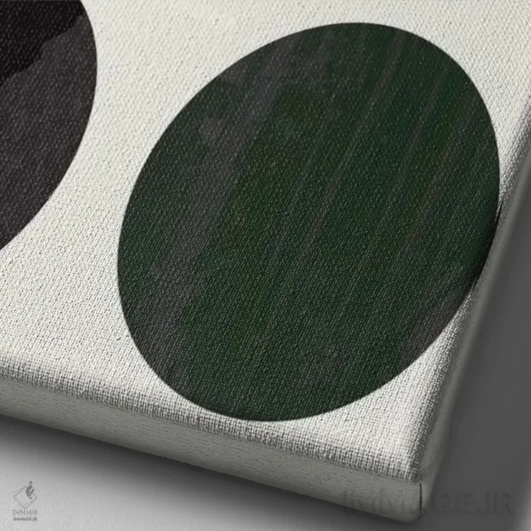 تابلو مینیمال "شش دایره" اثر فلت اول - نمای نزدیک بافت بوم