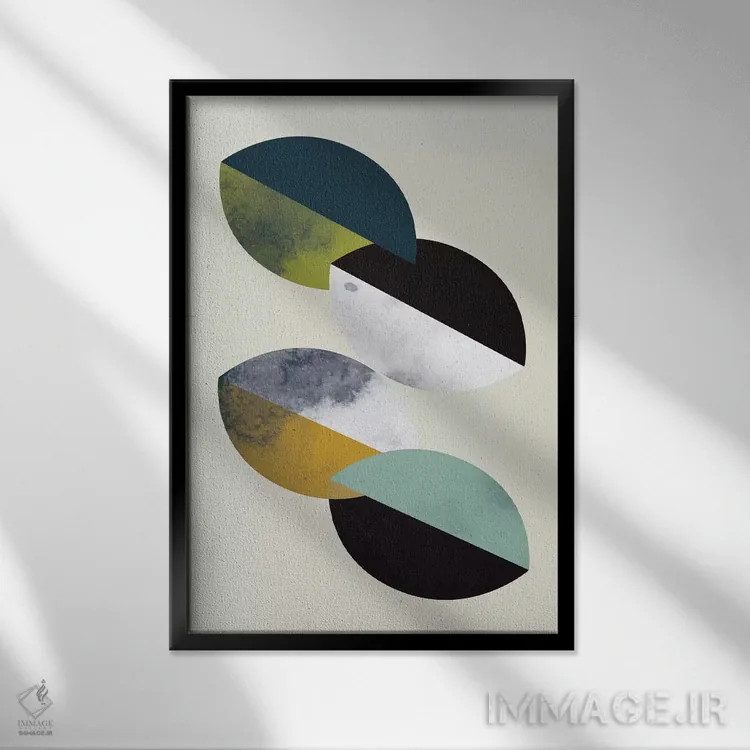 تابلو مینیمال "بشقاب ها" اثر فلت اول - نمای قابدار مشکی