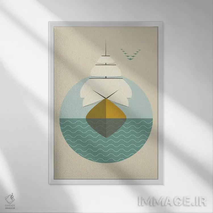 تابلو مینیمال "کشتی" اثر فلت اول - نمای قابدار سفید